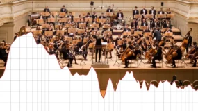 An orchestra and an audio sound graph